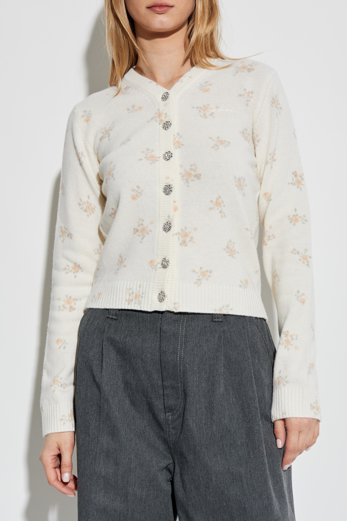 GANNI アイボリー 花柄 カーディガン Ganni Cardigan with floral motif | Women's | Vitkac